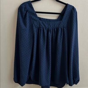 Wonderly Navy Long Sleeve Babydoll Blouse Size Medium